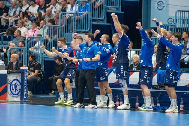 Partyk Rombel, Head Coach, PGE Wybrzeze Gdansk , , VfL Gummersbach vs. PGE Wybrzeze Gdansk, EHF European League, Men , Matchday 1, 2026–2027 Season, September 29, 2026, Gummersbach, North Rhine-Westphalia, Germany Copyright: xkolbert-press MartinxWdziecznyx