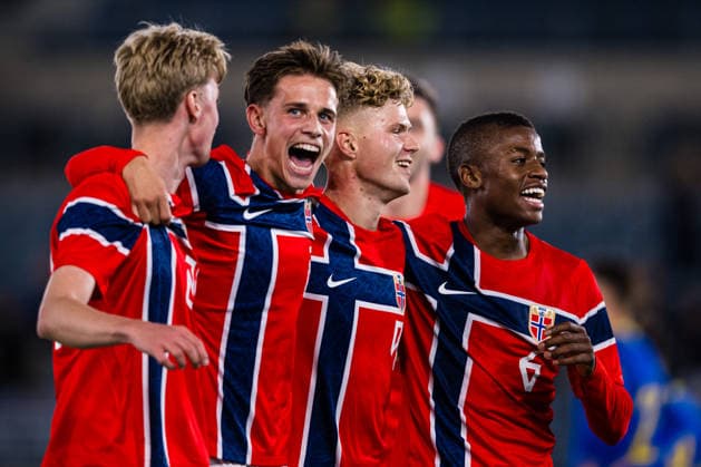 September 29, 2026: Sindre Walle Egeli of Norway celebrates after scoring the 4-1 goal during the UEFA European Under-21 Qualifier soccer match between Norway and Bosnia and Herzegovina on September 29, 2026 in Stavanger. Photo by Marius Simensen. BILDBYRAN COP 238 bbeng bosnia bosnia and herzegovina eu qualifiers soccer football celebration norway u21 uefa euro under-21 qualifiers  Copyright: MARIUSxSIMENSEN BB260929BB424