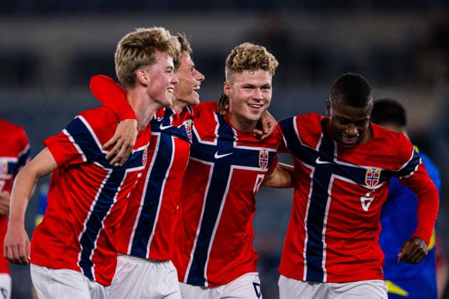September 29, 2026: Sindre Walle Egeli of Norway celebrates after scoring the 4-1 goal during the UEFA European Under-21 Qualifier soccer match between Norway and Bosnia and Herzegovina on September 29, 2026 in Stavanger. Photo by Marius Simensen. BILDBYRAN COP 238 bbeng bosnia bosnia and herzegovina eu qualifiers soccer football celebration norway u21 uefa euro under-21 qualifiers  Copyright: MARIUSxSIMENSEN BB260929BB430