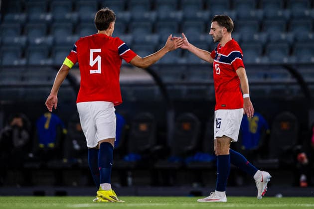September 29, 2026: Niklas Odegard of Norway celebrates after scoring the 6-1 goal during the UEFA European Under-21 Qualifier soccer match between Norway and Bosnia and Herzegovina on September 29, 2026 in Stavanger. Photo by Marius Simensen. BILDBYRAN COP 238 bbeng bosnia bosnia and herzegovina eu qualifiers soccer u21 uefa euro under-21 qualifiers  Copyright: MARIUSxSIMENSEN BB260929BB449