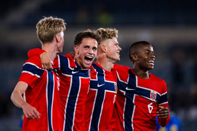 September 29, 2026: Sindre Walle Egeli of Norway celebrates after scoring the 4-1 goal during the UEFA European Under-21 Qualifier soccer match between Norway and Bosnia and Herzegovina on September 29, 2026 in Stavanger. Photo by Marius Simensen. BILDBYRAN COP 238 bbeng bosnia bosnia and herzegovina em qualifiers soccer u21 uefa euro under-21 qualifiers  Copyright: MARIUSxSIMENSEN BB260929BB455