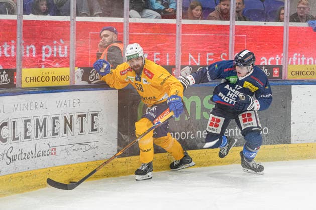 September 29, 2026, Quinto, Gottardo Arena, NL: HC Ambri Piotta vs. HC Davos (58 Frederic Allard, Davos vs. 17 Miles Muller, Ambri), Quinto, Gottardo Arena, Ticino, Switzerland Copyright: xJustPictures.ch JarixPestelaccix jp-en-JaPe-JP6_JAr_NL_HCAP_HCD_29Sep2026_000014