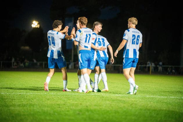 Friendly Match: Hertha BSC vs. Hertha 03 Zehlendorf Berlin, September 29, 2026 Friendly Match: Hertha players celebrate a goal during the Hertha BSC vs. Hertha 03 Zehlendorf match at Ernst Reuter Sportfeld on September 29, 2026, in Berlin, Germany Copyright: xBEAUTIFULxSPORTS Kuehnx