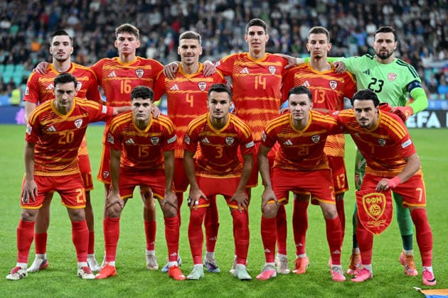 LJUBLJANA, SLOVENIA - SEPTEMBER 29: Team North Macedonia before the UEFA Nations League, League B Group B1, match between Slovenia and North Macedonia at Stadion Stozice, Ljubljana on September 29, 2026 in Ljubljana, Slovenia. (Photo by Igor Kupljenik Sports Press Photo). Copyright: xIgorxKupljenikx xSPPx Sportspressphoto_SPR242621