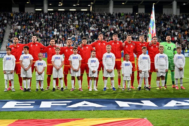 LJUBLJANA, SLOVENIA - SEPTEMBER 29: Team North Macedonia before the UEFA Nations League, League B Group B1, match between Slovenia and North Macedonia at Stadion Stozice, Ljubljana on September 29, 2026 in Ljubljana, Slovenia. (Photo by Igor Kupljenik Sports Press Photo). Copyright: xIgorxKupljenikx xSPPx Sportspressphoto_SPR242624