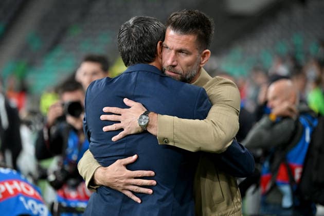 LJUBLJANA, SLOVENIA - SEPTEMBER 29: Goce Sedloski head coach of North Macedonia and Bostjan Cesar head coach of Slovenia before the UEFA Nations League, League B Group B1, match between Slovenia and North Macedonia at Stadion Stozice, Ljubljana on September 29, 2026 in Ljubljana, Slovenia. (Photo by Igor Kupljenik Sports Press Photo). Copyright: xIgorxKupljenikx xSPPx Sportspressphoto_SPR242625
