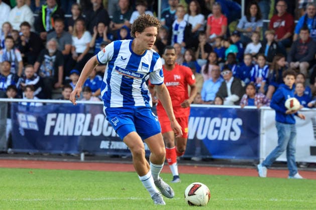 September 29, 2026, Germany, Soccer, Friendly Match, 2. Bundesliga, Matchday, 2026–2027 Season, Ernst Reuter Stadium, Berlin, Hertha03 Zehlendorf vs. Hertha BSC, Soufian Gouram, Hertha BSC Berlin, 33, 2nd Division, DFB, DFL regulations prohibit any use of photographs as image sequences and or quasi-video. nordphoto GmbH, Engler, Berlin, Ernst Reuter Stadium, Berlin, Germany Copyright: xNordphotox xEnglerx