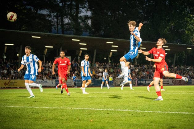 Friendly Match: Hertha BSC vs. Hertha 03 Zehlendorf Berlin, September 29, 2026: In a friendly match, Pino WILL gave Hertha BSC a 5-1 lead with the opening goal—a header—during the game between Hertha BSC and Hertha 03 Zehlendorf at Ernst Reuter Sportfeld on September 29, 2026, in Berlin, Germany Copyright: xBEAUTIFULxSPORTS Kuehnx