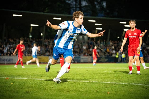 Friendly Match: Hertha BSC vs. Hertha 03 Zehlendorf Berlin, September 29, 2026 Friendly Match: Pino WILL of Hertha BSC 55 celebrates a goal during the match between Hertha BSC and Hertha 03 Zehlendorf at Ernst Reuter Sportfeld on September 29, 2026, in Berlin, Germany Copyright: xBEAUTIFULxSPORTS Kuehnx