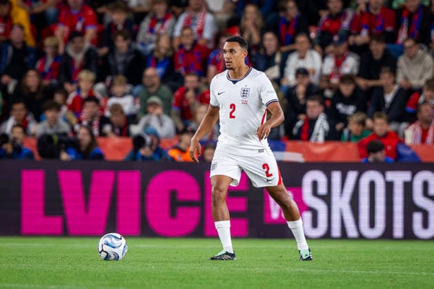 CZECHIA - ENGLAND Trent Alexander Arnold of England and Real Madrid on the ball during UEFA Nations League - League A - Group A3 - Matchday 2 - football match between Czechia and England. Fortuna Arena, Eden, Stadion, Prague, Czechia September 29, 2026. Photo by Branislav Racko Copyright: xx 080A5358