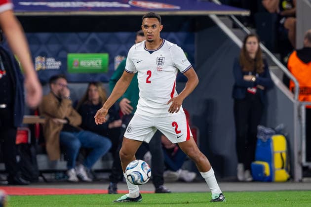 CZECHIA - ENGLAND Trent Alexander Arnold of England and Real Madrid on the ball during UEFA Nations League - League A - Group A3 - Matchday 2 - football match between Czechia and England. Fortuna Arena, Eden, Stadion, Prague, Czechia September 29, 2026. Photo by Branislav Racko Copyright: xx 080A5442