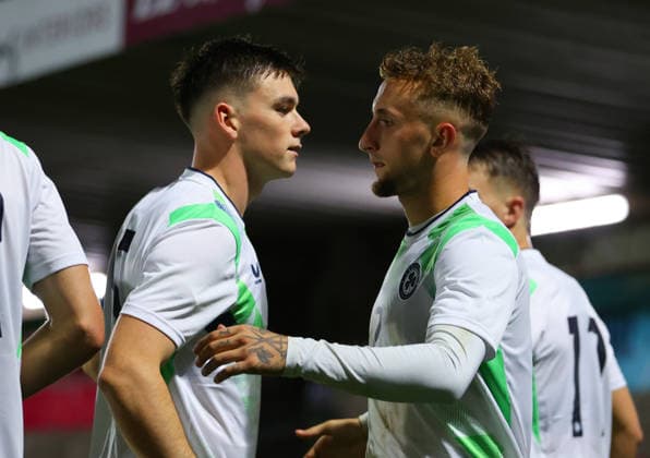 2027 UEFA Under 21 European Qualifier, Munster FA Turner s Cross, Cork 29 9 2026 Republic of Ireland U21, U 21 vs Kazakhstan U21 Ireland s Sam Curtis celebrates with team mates after he scores his sides 3rd goal of the match Sam Curtis celebrates with team mates after he scores his sides 3rd goal of the match 29 9 2026  Copyright: xx R1594512