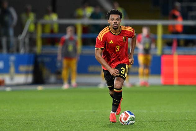 260924 Belgium U21, U 21 vs Wales U21 Lucas Noubi (3) of Belgium pictured during a soccer game between the Under 21 national teams of Belgium and Wales on matchday 11 in group I in the qualifying of the UEFA Under 21 Championship , on Tuesday 29 September 2026 in Westerlo , Belgium .(Photo by David Catry Isosport) Westerlo Belgium  Copyright: xDavidxCatryx 20260929DC2_6242