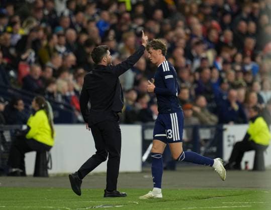Jack Hendry of Scotland jogs past Scotland Manager Sebastien Pocognoli as he makes his way towards the tunnel after he was sent off for a foul on Dan Ndoye of Switzerland. Scotland v Switzerland, Football, UEFA Nation s League, Group B1, Hampden Park, Glasgow, UK, Hampden Park, Glasgow, Scotland, Scotland, UK - 29 Sep 2026Glasgow Hampden Park Scotland United Kingdom Copyright: xStuartxWallace Shutterstockx 17176216ax