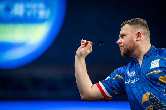 RECORD DATE NOT STATED 29th September 2026; Mattioli Arena, Leicester, England; PDC World Grand Prix Darts, Day 2; Josh Rock in action on the oche his first round match against Niels Zonneveld GodfreyxPitt