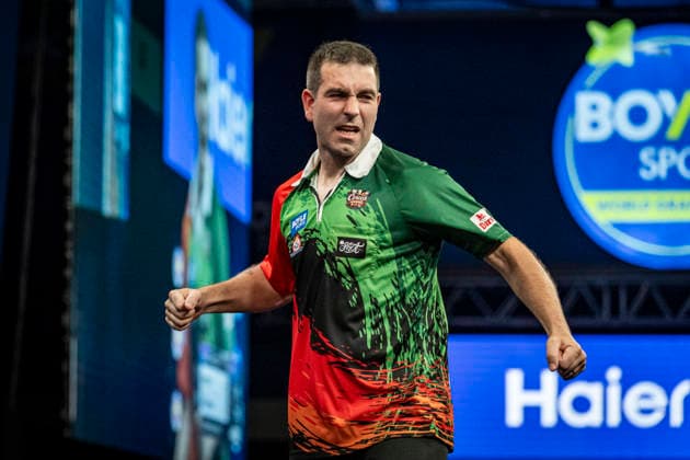 RECORD DATE NOT STATED 29th September 2026; Mattioli Arena, Leicester, England; PDC World Grand Prix Darts, Day 2; William O Connor celebrates winning a leg in his first round match against Ryan Searle GodfreyxPitt