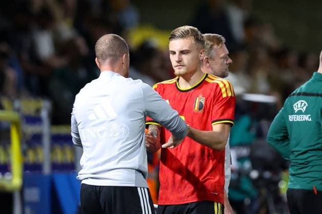 Belgium s Norman Bassette pictured during a soccer game between Belgium U21, U 21 and Wales U21, Tuesday 29 September 2026 in Westerlo, qualifier 7 8 for the 2027 European Championships. BRUNOxFAHY  x188268852x