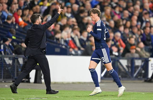 Glasgow, Scotland, 29th September 2026. Jack Hendry of Scotland is sent off during the Scotland vs Switzerland UEFA Nations League match at Hampden Park, Glasgow. Picture credit should read: Neil Hanna Sportimage EDITORIAL USE ONLY. No use with unauthorised audio, video, data, fixture lists, club league logos or live services. Online in-match use limited to 120 images, no video emulation. No use in betting, games or single club league player publications. SPI_029_Scotland_Switzerland SPI-5047-0034