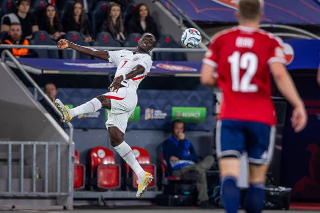 CZECHIA - ENGLAND Bukayo Saka of England and Arsenal during UEFA Nations League - League A - Group A3 - Matchday 2 - football match between Czechia and England. Fortuna Arena, Eden, Stadion, Prague, Czechia September 29, 2026. Photo by Branislav Racko Copyright: xx 080A5945