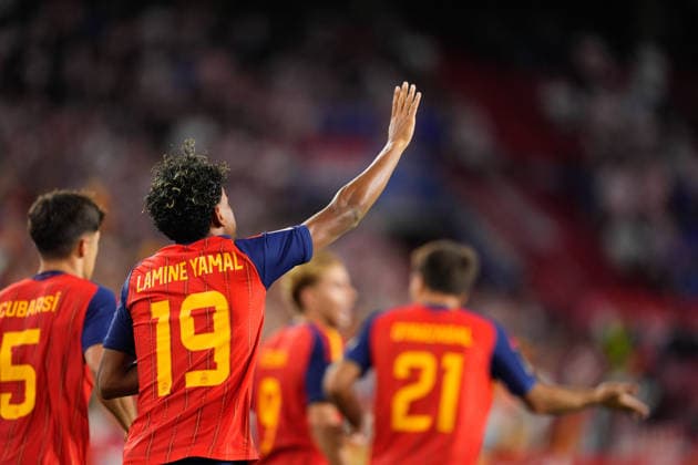 September 29, 2026, Sevilla, Sevilla, Spain: Lamine Yamal of Spain celebrates after scoring his team s first goal during the UEFA Nations League 2026 27 group phase match between Spain and Croatia at Ramon Sanchez-Pizjuan stadium on September 29, 2026, in Sevilla, Spain. Spain V Croatia - UEFA Nations League 2026 27 Group A3 MD2  - ZUMAa181 20260929_zaa_a181_068 Copyright: xJoaquinxCorcherox