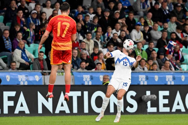 LJUBLJANA, SLOVENIA - SEPTEMBER 29: Azer Omeragikj of North Macedonia (L) in action against Danijel Sturm of Slovenia (R) during the UEFA Nations League, League B Group B1, match between Slovenia and North Macedonia at Stadion Stozice, Ljubljana on September 29, 2026 in Ljubljana, Slovenia. (Photo by Igor Kupljenik Sports Press Photo). Copyright: xIgorxKupljenikx xSPPx Sportspressphoto_SPR242762