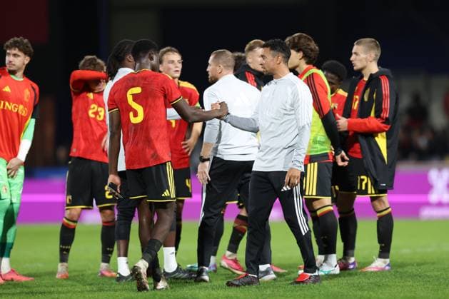 Belgium s players celebrate after a soccer game between Belgium U21, U 21 and Wales U21, Tuesday 29 September 2026 in Westerlo, qualifier 7 8 for the 2027 European Championships. BRUNOxFAHY  x188272585x