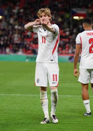29 September 2026 - Czech Republic v England - UEFA Nations League - Prague. Czech Republic v England - UEFA Nations League - Prague. England s Anthony Gordon celebrates his goal. Picture : Mark Pain PRAGUE CZECH REPUBLIC  Copyright: xMarkxPainx