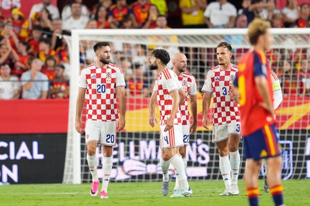 September 29, 2026, Sevilla, Sevilla, Spain: Dion Beljo of Croatia celebrates after scoring his team s first goal with teammates during the UEFA Nations League 2026 27 group phase match between Spain and Croatia at Ramon Sanchez-Pizjuan stadium on September 29, 2026, in Sevilla, Spain. Sevilla Spain - ZUMAa181 20260929_zaa_a181_129 Copyright: xJoaquinxCorcherox