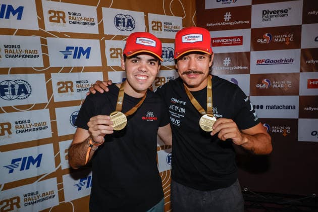 W2RC - RALLYE DU MAROC 2026 301 PINTO Alexandre (por), OLIVEIRA Bernardo (por), Taurus T3 Max, Odyssey Academy by BBR, FIA W2RC, CHG CHG1, portrait medals ceremony during the Stage 1 of the Rallye du Maroc 2026, 4th round of the 2026 WR2C Championship from September 29, 2026 between Agadir and Zagora, Morocco - AgadirMorocco  Copyright: xPauloxMariax