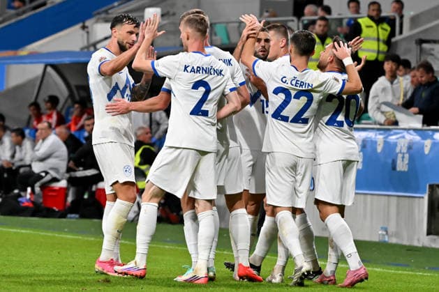 LJUBLJANA, SLOVENIA - SEPTEMBER 29: Aljosa Matko of Slovenia (L) celebrate score during the UEFA Nations League, League B Group B1, match between Slovenia and North Macedonia at Stadion Stozice, Ljubljana on September 29, 2026 in Ljubljana, Slovenia. (Photo by Igor Kupljenik Sports Press Photo). Copyright: xIgorxKupljenikx xSPPx Sportspressphoto_SPR242878
