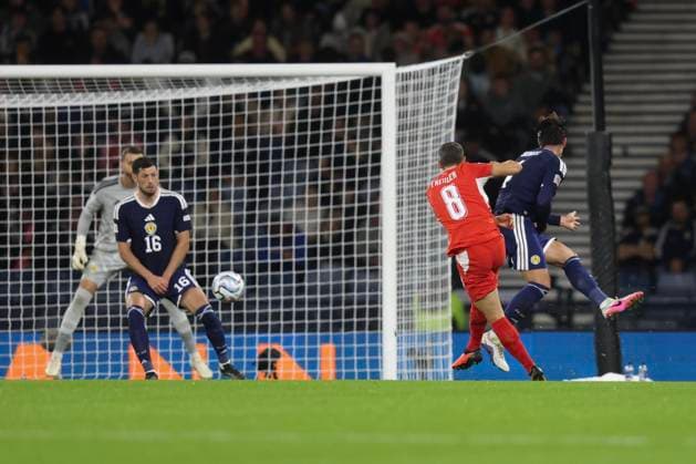 RECORD DATE NOT STATED 29th September 2026; Hampden Park, Glasgow, Scotland; UEFA Nations League Football, Scotland versus Switzerland; Remo Freuler of Switzerland fires in a shot DavidxYoung