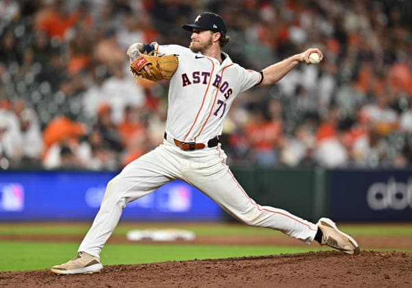Houston Astros pitcher Josh Hader (71) throws against the Chicago White Sox in the ninth inning in an MLB, Baseball Herren, USA American League Wild Card game in Houston, Texas, on Tuesday, September 29, 2026.  HOU20260929745 MARIAxLYSAKER