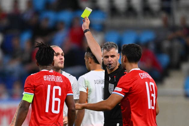 Luxembourg vs Iceland, UEFA NATIONS LEAGUE Enea Jorgji reacts when Leandro Barreiro plays during the UEFA NATIONS LEAGUE game between Luxembourg and Iceland, on Stade de Luxembourg in Luxembourg, September 29, 2026. Alex NICODIM Imago Images Copyright: xAlexxNicodimx