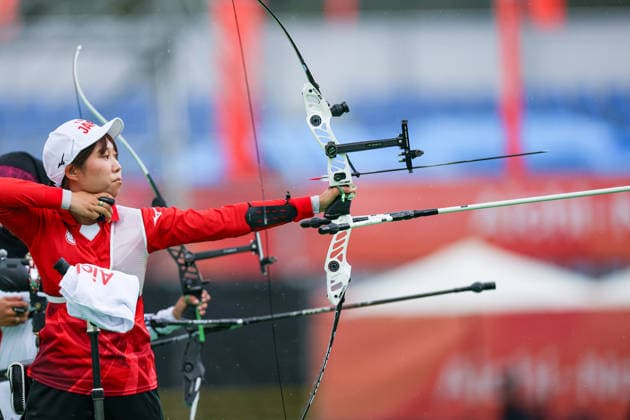 ASAKUNO Nanami (JPN), SEPTEMBER 29, 2026 - Archery : Recurve Womens lndividual 1 8 Eliminations at Okazaki Central Park Multipurpose Square during the Asian Games Aichi-Nagoya 2026 in Aichi, Japan. Noxthirdxpartyxsales  aflo_352080966 x