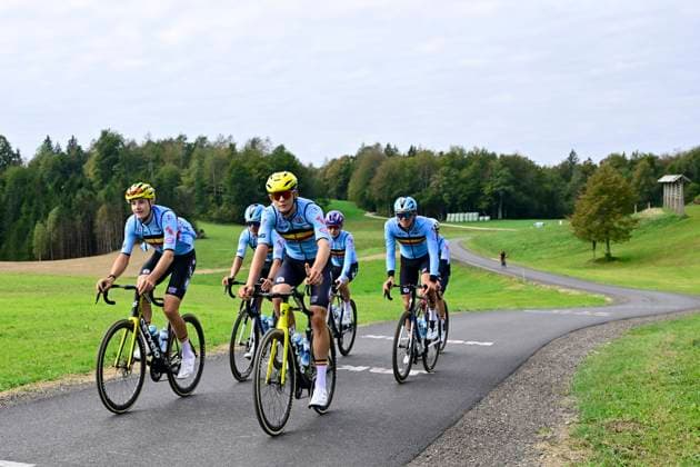 UEC 2026 Road European Championship, EM, Europameisterschaft Ljubljana 30 09 2026 LJUBLJANA, SLOVENIA - SEPTEMBER 30 : riders of Belgium during a training ride prior to the 2026 UEC Road European Championship on September 30, 2026 in Ljubljana, Slovenia, 30 09 2026 Ljubljana Slovenia  Copyright: xJanxDexMeuleneirx