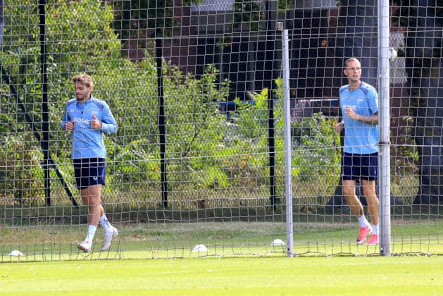 September 30, 2026, Germany, Soccer, 2. Bundesliga, 2026–2027 season, Sportforum, Hertha BSC, Training: Gustaf Nilsson (Hertha BSC Berlin 9), Marton Dardai (Hertha BSC Berlin 31), 2nd Division. DFB and DFL regulations prohibit any use of photographs as image sequences and or quasi-video. nordphoto GmbH, Engler, Berlin, Sportforum, Berlin, Germany Copyright: xNordphotox xEnglerx