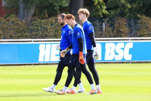 September 30, 2026, DEU GER, Soccer, 2nd Bundesliga, 2026–2027 season, Sportforum, Hertha BSC, Training: Marius Gersbeck (Hertha BSC Berlin) 35, Konstantin Heide (Hertha BSC Berlin) 13, Tim Goller, Hertha BSC Berlin 43, 2. Bundesliga; DFB and DFL regulations prohibit any use of photographs as image sequences and or quasi-video; nordphoto GmbH, Engler, Berlin; Sportforum, Berlin, Germany Copyright: xNordphotox xEnglerx