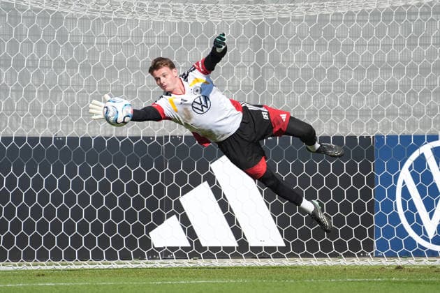 Goalie Jonas Urbig s Flying Save and Parade Germany Herzo Base September 30, 2026 German National Team Nations League Preparation, Home Ground, HerzoBase, World of Adidas, Herzogenaurach