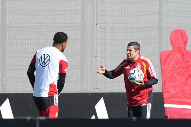 Goalkeeper Noah Atubolu (Germany) training on his own, just as he did before the other two games—Marc-André ter Stegen and goalkeeper Alexander Nübel (Germany)—who were then selected to play. HerzoBase, September 30, 2026: German National Team Nations League preparation, Home Ground, HerzoBase, World of Adidas, Herzogenaurach