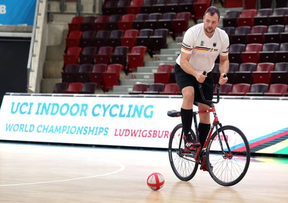 September 30, 2026, Germany, Ludwigsburg, Cycling: 2026 UCI Indoor Cycling World Championships Press Conference, cycle ball player Michael Birkner