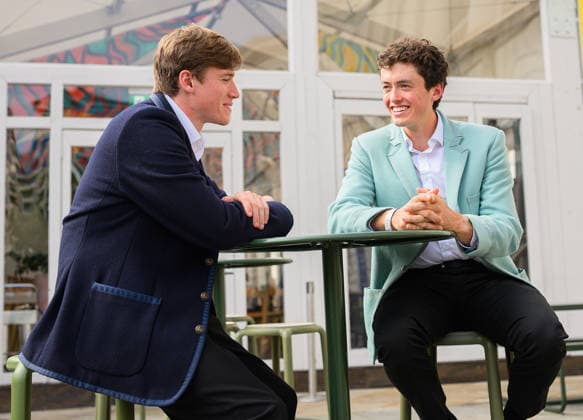 Boat Race 2027 Launch Alex Sullivan, Oxford President (left) chats to Simon Hatcher, Cambridge President during the Season Launch and Presidents™ Challenge for The CHANEL J12 Boat Race 2027 at Somerset House, Westminster 30 09 2026 UK Newspapers OUT Copyright: xGraemexWilcocksonx FIL-24012-0027