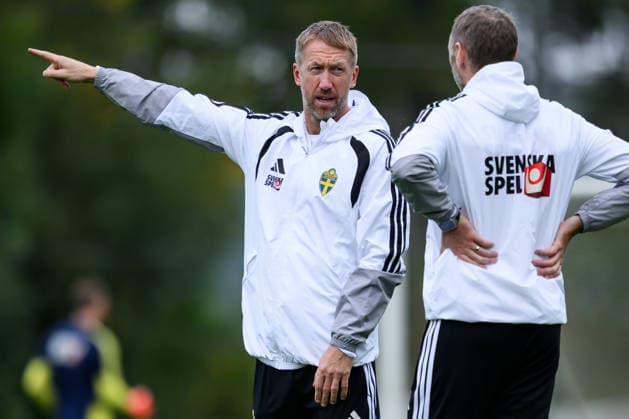 September 30, 2026: Head Coach Graham Potter and Assistant Coach Andreas Georgson of the Swedish men s national soccer team at a training session on September 30, 2026 in Stockholm. Photo by Jesper Zerman, BILDBYRAN, code JZ JZ0762: soccer, football, fotball, Nations League, UEFA Nations League, training, practice, Sweden, Sweden A, bbeng Copyright: JESPERxZERMAN BB260930JZ016
