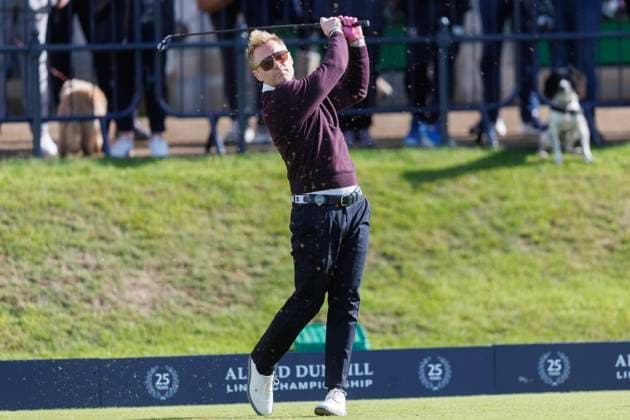 RECORD DATE NOT STATED 30th September 2026; The Old Course, St Andrews Links, St Andrews, Scotland; DP World Tour Golf, Alfred Dunhill Links Championship, Practice Day; Musician Ronan Keating plays a shot from the tee on the first hole DavidxYoung