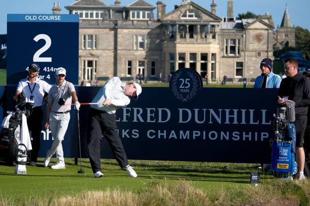 UK: The Alfred Dunhill Links Championship at The Old Course, St Andrews, Scotland on 30 September 2026: Pictured: Robert MacIntyre (Scotland) on the 2nd tee at the Old Course, St Andrews during a practice round at the Alfred Dunhill Links Championship 2026 St Andrews The Old Course Scotland Scotland Copyright: xAlexxToddx