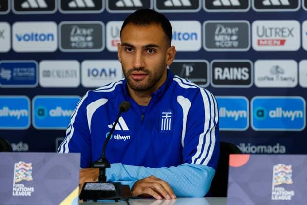 THESSALONIKI - Vangelis Pavlidis of Greece during the press conference, PK, Pressekonferenz on 30 September 2026 regarding the UEFA Nations League match between Greece and the Netherlands at the Toumba Stadium on 1 October 2026 in Thessaloniki, Greece. MARCEL TER BALS ANP UEFA Nations League 2026 27 xVIxANPxSportx xMarcelxterxBalsxIVx 570900908 originalFilename: 570900908.jpg