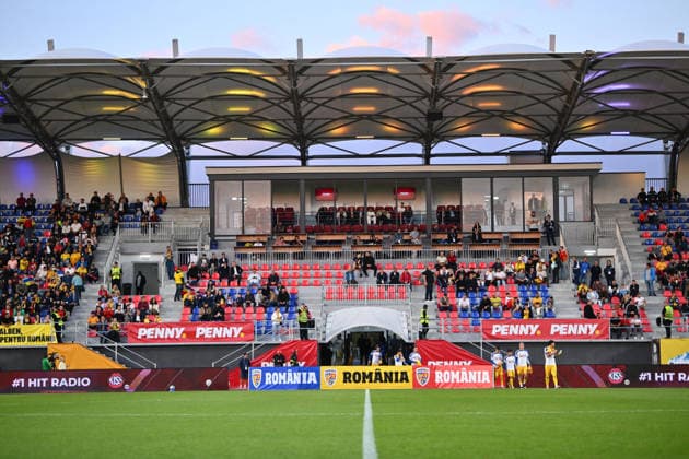 Romania v Finland, U21, U 21 Finland flag displayed during the European Under-21 Championship 2027, Qualifying round game between Romania and Finland at Eugen Popescu stadium in Targoviste, Romania, 30 September 2026. ALEX NICODIM Imago Images Copyright: xAlexxNicodimx
