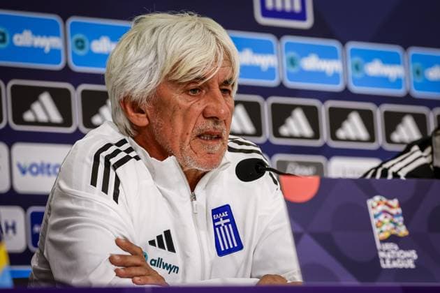 THESSALONIKI , 30-09-2026 , Toumba Stadium , season 2026 2027 , UEFA Nations League football , Picture shows Greece trainer coach Ivan Jovanovic during the press conference, PK, Pressekonferenz and training Press conference Greece and training in Thessaloniki  x207757447x Copyright: