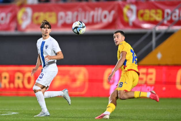 Romania v Finland, U21, U 21 Tomas Galvez of Finland plays during the European Under-21 Championship 2027, Qualifying round game between Romania and Finland at Eugen Popescu stadium in Targoviste, Romania, 30 September 2026. ALEX NICODIM Imago Images Copyright: xAlexxNicodimx