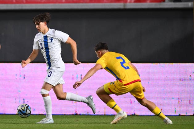 Romania v Finland, U21, U 21 Tomas Galvez of Finland plays during the European Under-21 Championship 2027, Qualifying round game between Romania and Finland at Eugen Popescu stadium in Targoviste, Romania, 30 September 2026. ALEX NICODIM Imago Images Copyright: xAlexxNicodimx