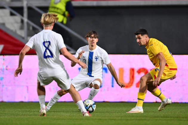 Romania v Finland, U21, U 21 Tomas Galvez of Finland plays during the European Under-21 Championship 2027, Qualifying round game between Romania and Finland at Eugen Popescu stadium in Targoviste, Romania, 30 September 2026. ALEX NICODIM Imago Images Copyright: xAlexxNicodimx